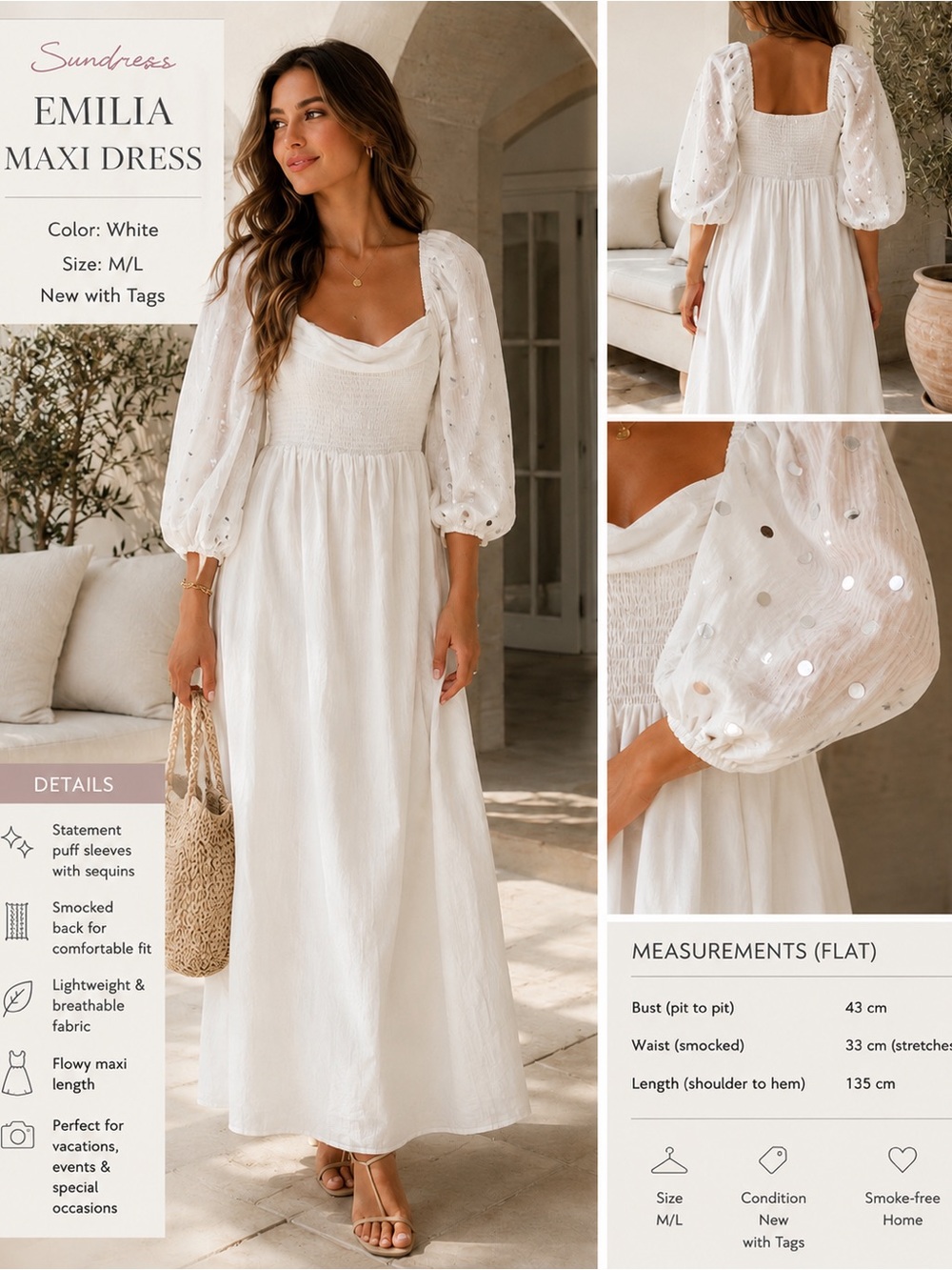 Emilia White Boutique White Maxi Sundress